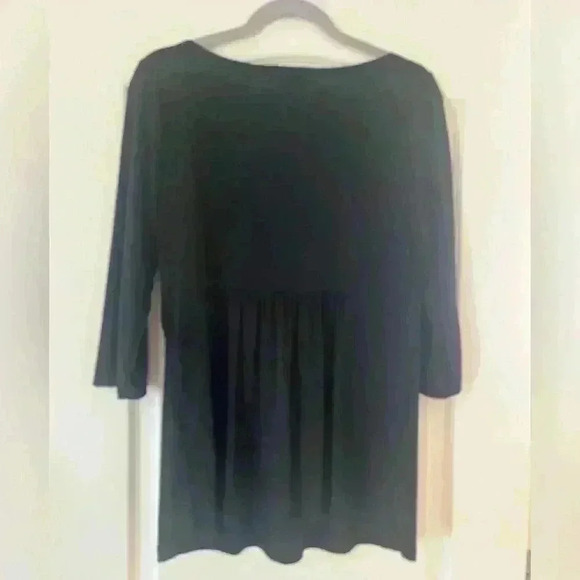 EUC AB Studio Black Blouse With Jeweled Neckline Women’s Large - Picture 9 of 10